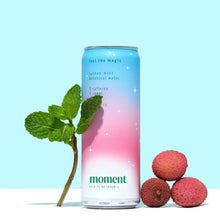 Load image into Gallery viewer, Moment Sparkling Lychee Mint Botanical Water
