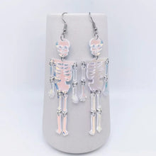 Load image into Gallery viewer, Halloween Acrylic Reflecting Light Skull Dangle Earrings

