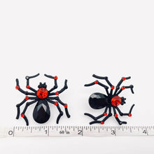 Load image into Gallery viewer, Halloween Red Glass Black Spider Post Earrings
