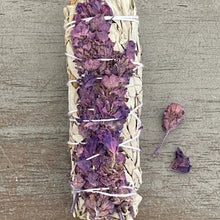 Load image into Gallery viewer, White Sage w/ Lavender Flowers Smudge Stick - Single Stick
