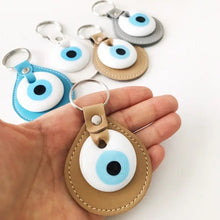 Load image into Gallery viewer, Elegant Evil Eye Leather Keychain
