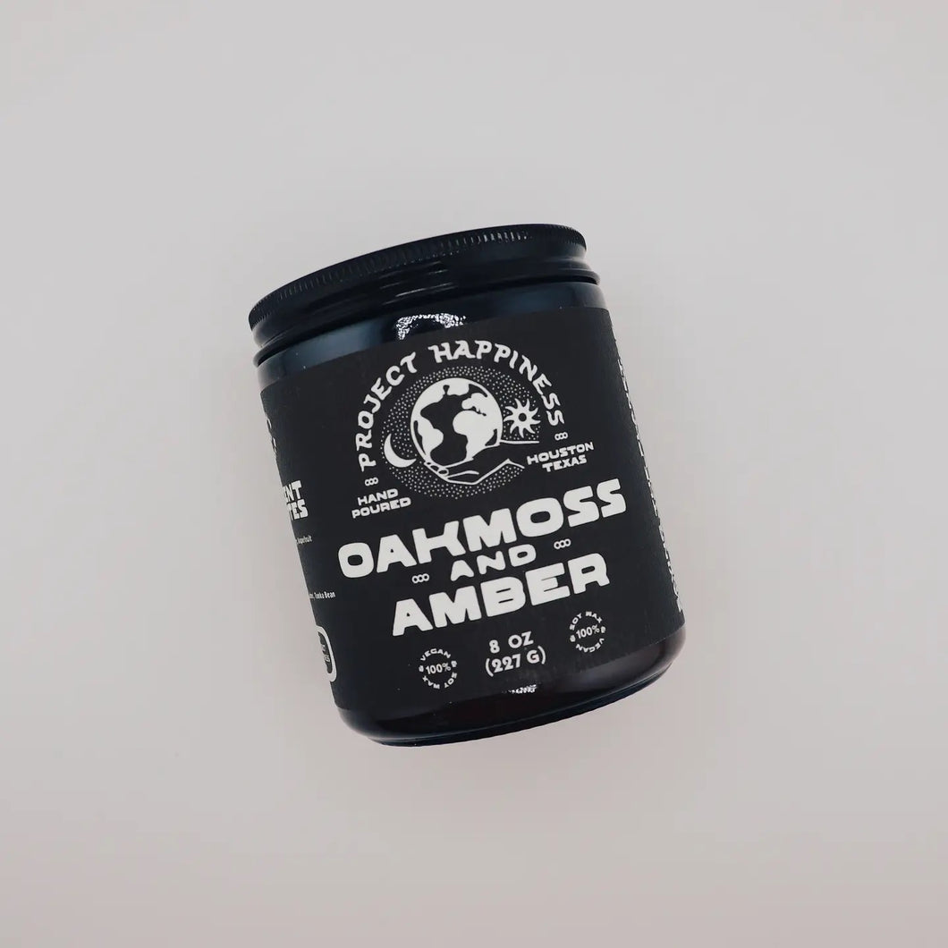 Project Happiness Oakmoss and Amber - 8 oz Soy Candle