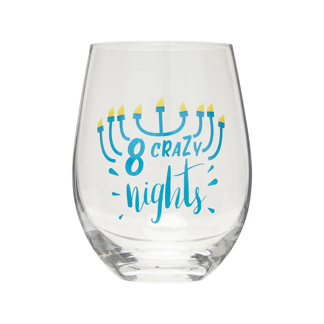 8 Crazy Nights Holiday & Hanukkah Wine Glass