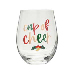 Festive Cup of Cheer Christmas Wine Glass