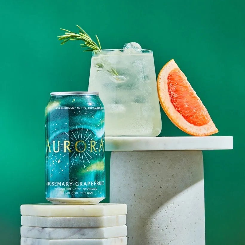 Aurora Rosemary Grapefruit Sparkling Hemp CBD Beverage