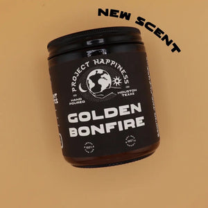 Project Happiness Golden Bonfire - 8 oz Soy Candle - Fall Scent
