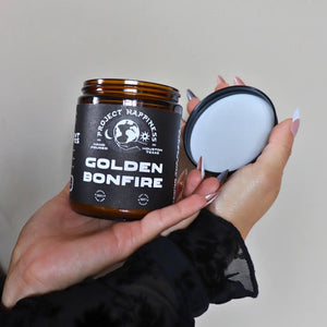 Project Happiness Golden Bonfire - 8 oz Soy Candle - Fall Scent