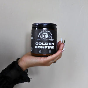 Project Happiness Golden Bonfire - 8 oz Soy Candle - Fall Scent