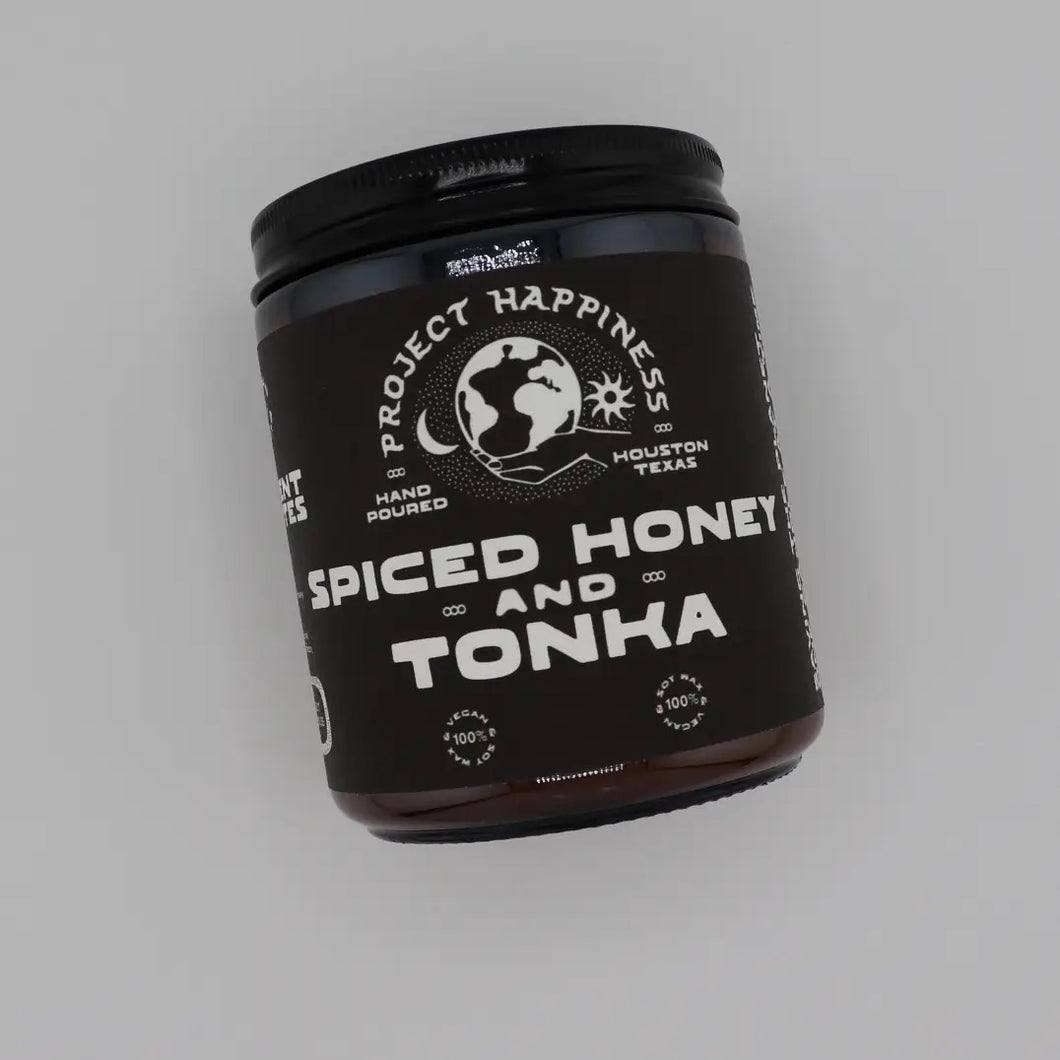 Project Happiness Spiced Honey and Tonka - 8 oz Soy Candle - Fall Scent