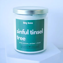 Load image into Gallery viewer, Sinful Tinsel tree-9oz Holiday Candle
