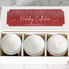 Load image into Gallery viewer, Luxe Candle &amp; Bath Co. Holiday Mini Trio Gift Bundle Box
