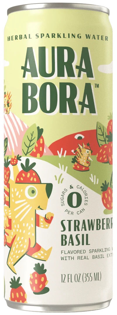 Aura Bora Strawberry Basil Herbal Sparkling Water