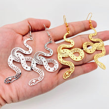Load image into Gallery viewer, Gothic Hollow Out Snake Earrings Star Moon Pattern
