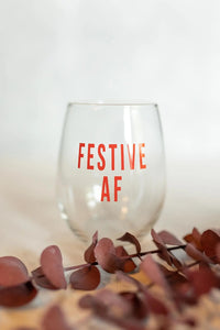 Festive AF Wine Glass
