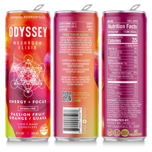 Odyssey Mushroom Elixir Sparkling Energy + Focus - Passion Orange Guava