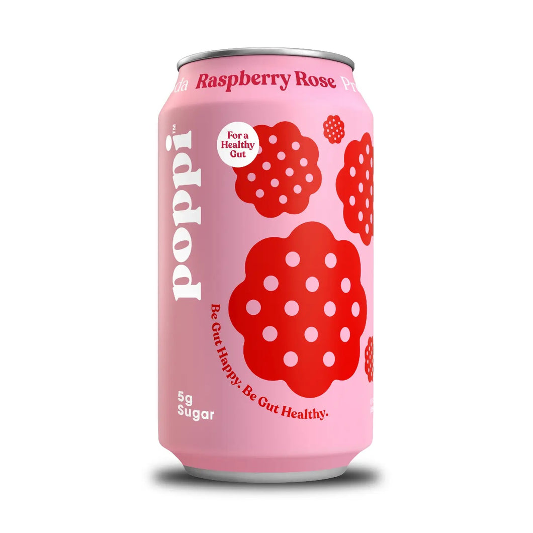 poppi, Raspberry Rose, A Healthy Sparkling Prebiotic Soda